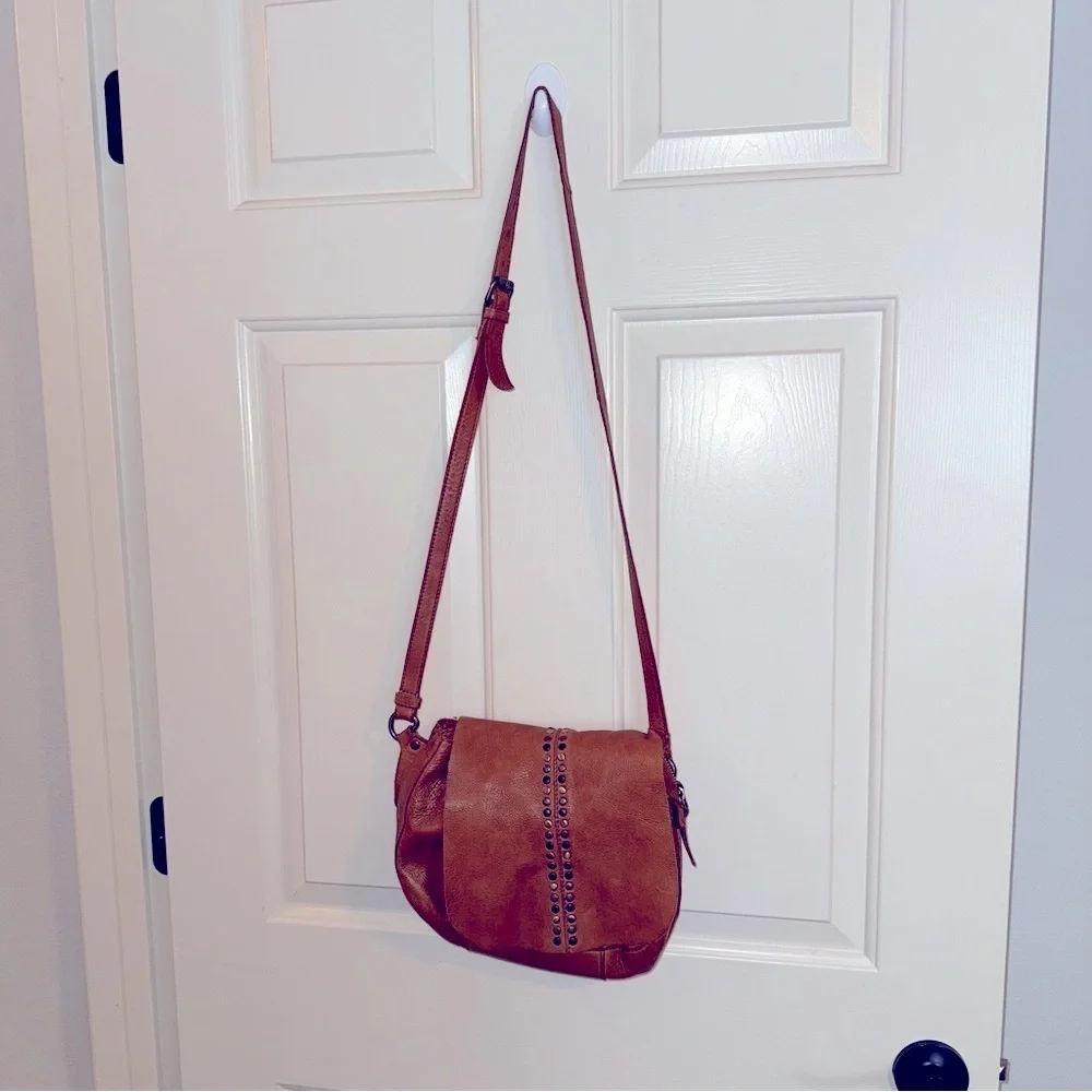 Vilenca - Tan (light brown) Crossbody Bag with Stud Accents